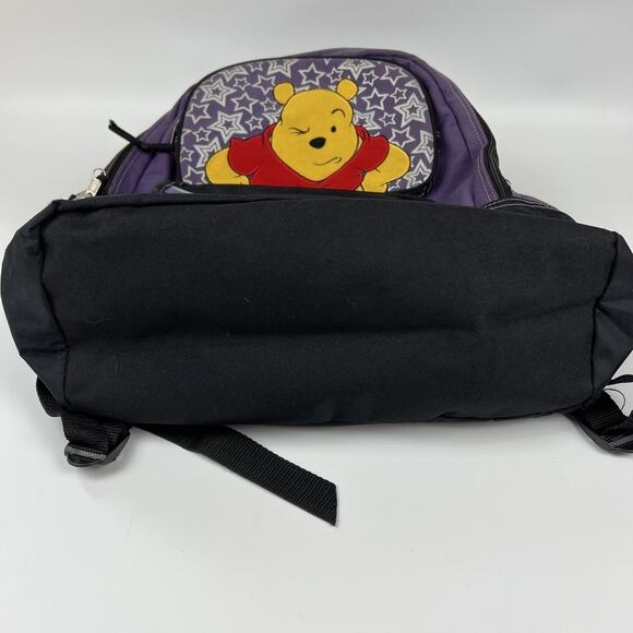 Vintage 90s Disney Pooh Backpack Purple Star Print Retro Y2K School Bag - Picture 5 of 10